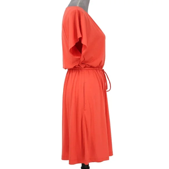 Soma Dress Womens Small Coral Orange Lined Stretch Knit Drawstring Waist New - Picture 15 of 16